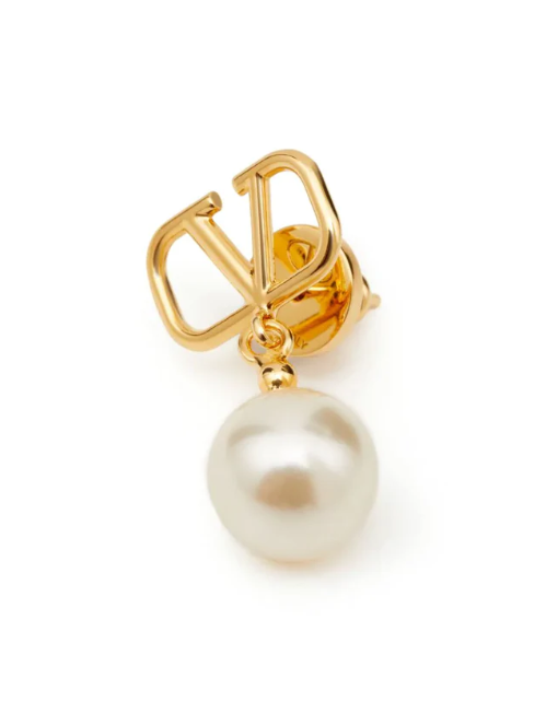 V pearl drop earring