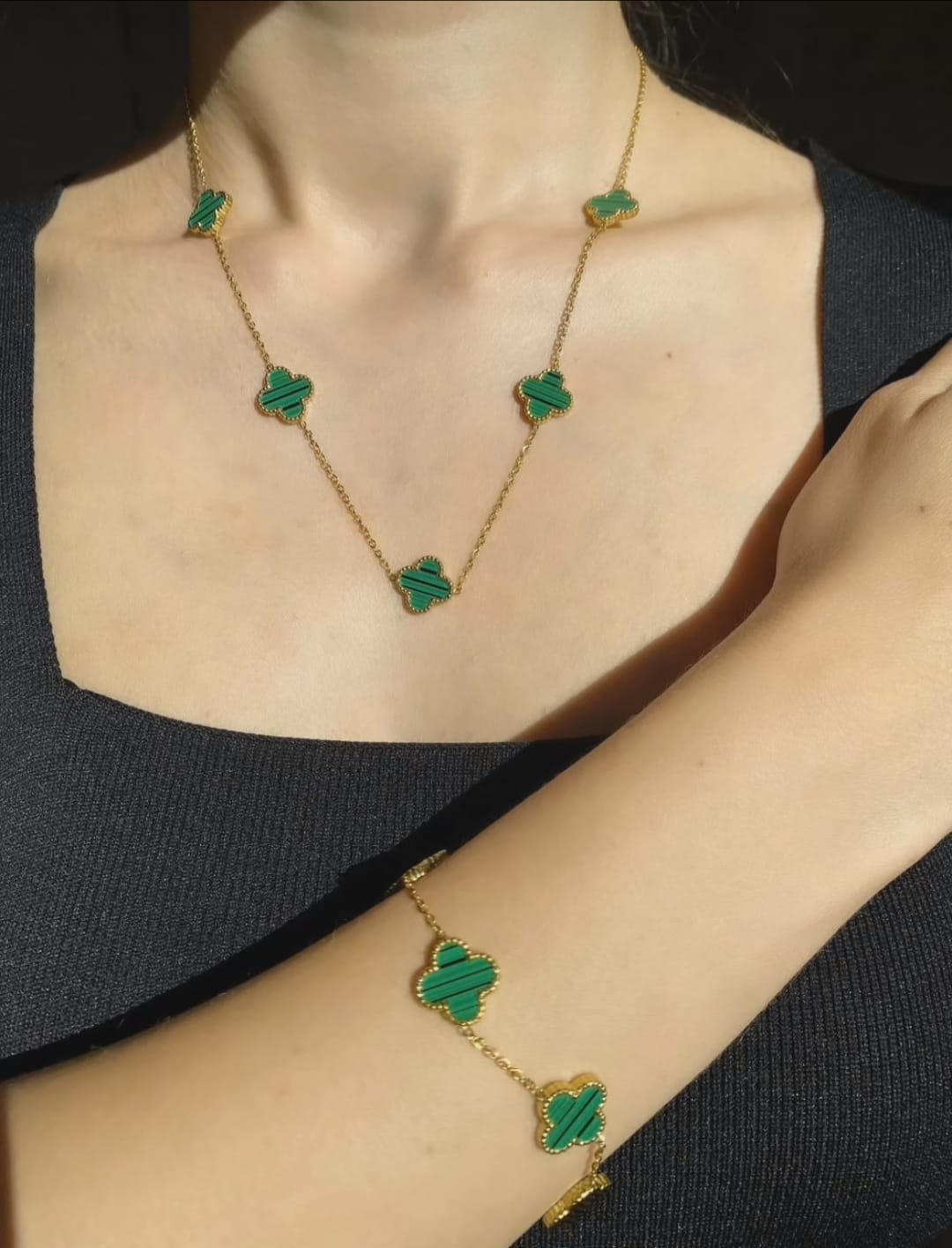 Clover Necklace and Bracelet Combo