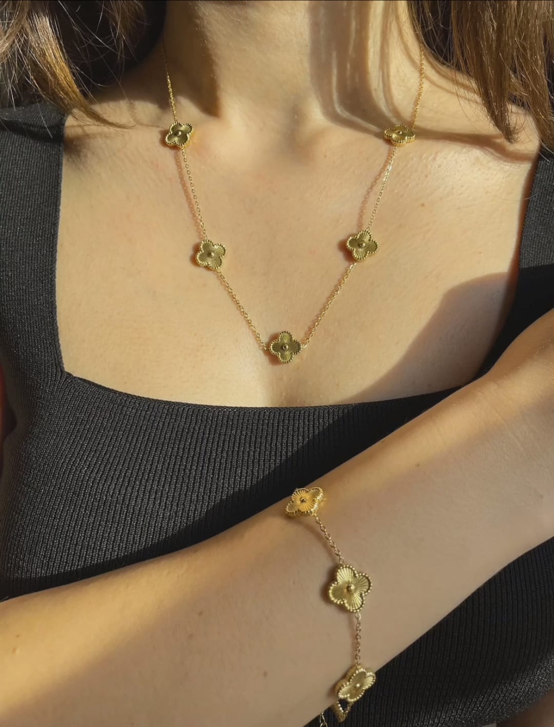 Clover Necklace and Bracelet Combo