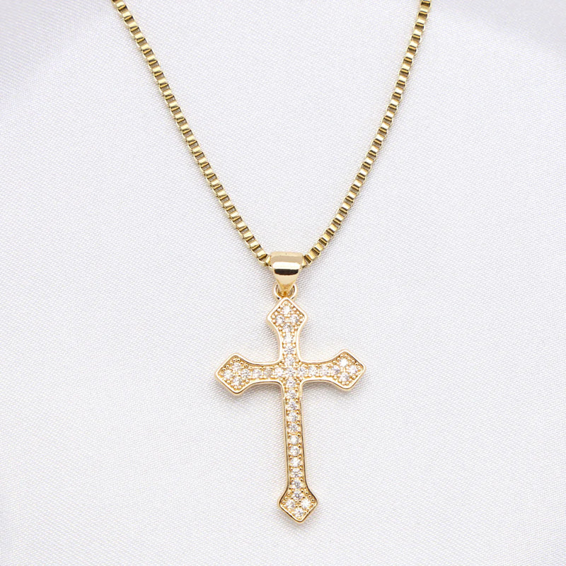 Collier Croix Halo Glacé – Or