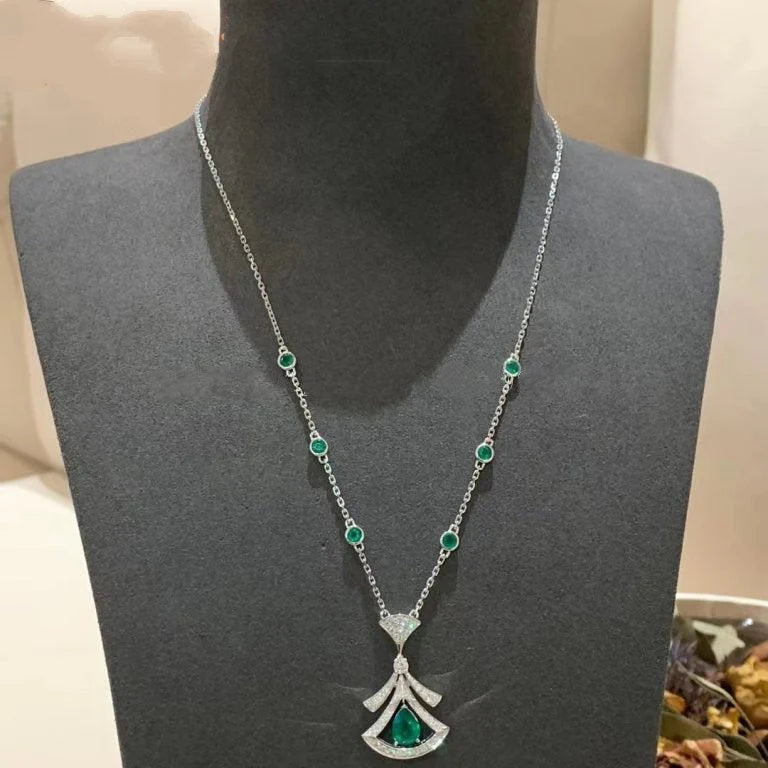 Collier Twilight – Malachite et diamants en argent plaqué or