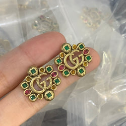 Boucles d'oreilles élégantes avec lettre GG – Plaqué or minimaliste Luxe Code 1328