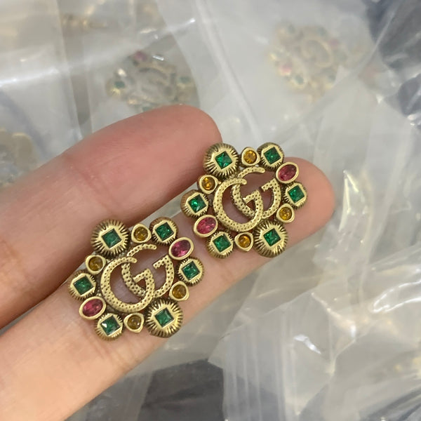 Boucles d'oreilles élégantes avec lettre GG – Plaqué or minimaliste Luxe Code 1328
