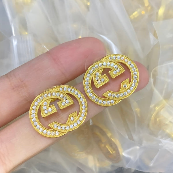 Boucles d'oreilles élégantes avec lettre GG – Plaqué or minimaliste Luxe Code 1336
