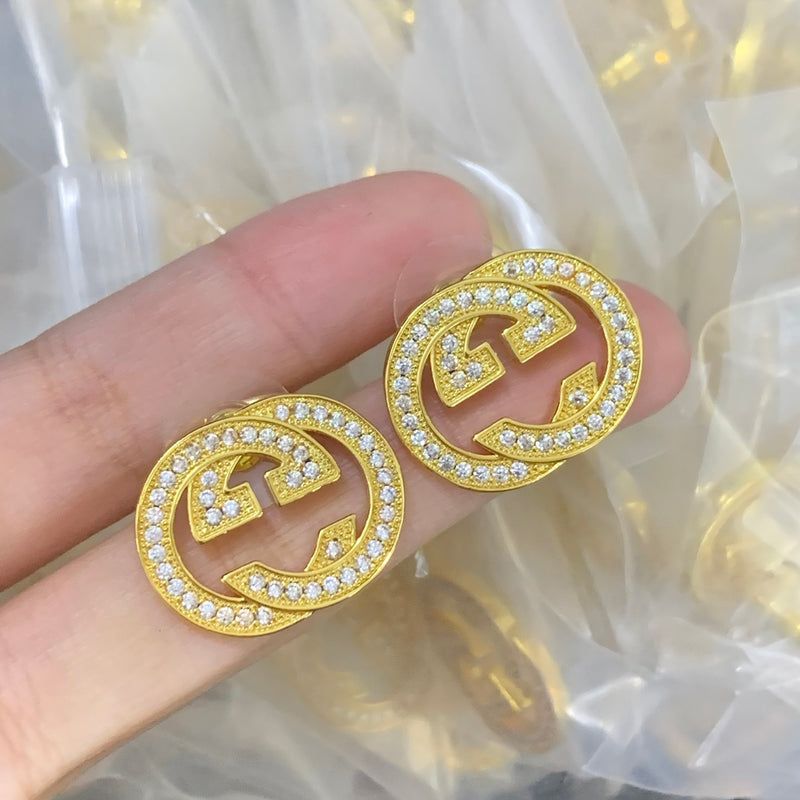 Boucles d'oreilles élégantes avec lettre GG – Plaqué or minimaliste Luxe Code 1336