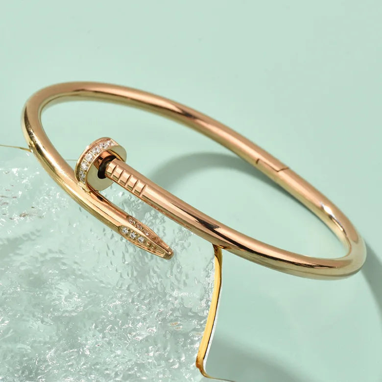 White Gold & Rose Gold & Yellow Gold Nail Bracelet