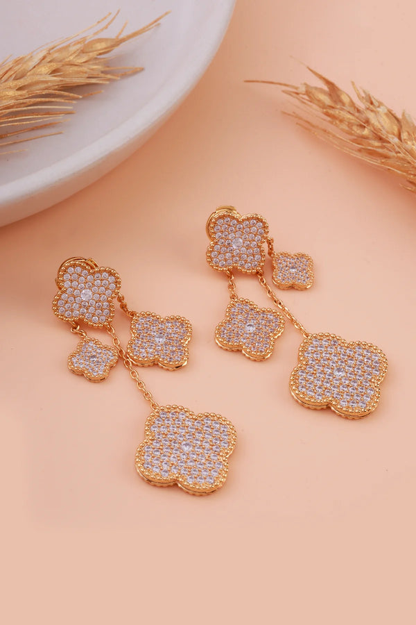 Rockin Golden White Earrings