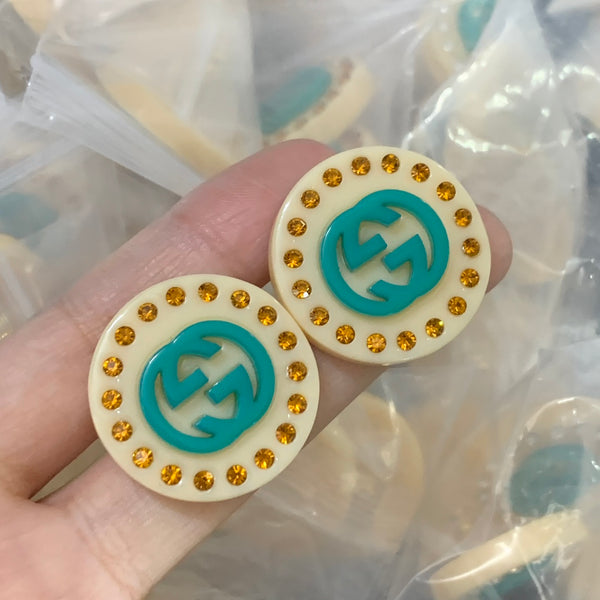 Boucles d'oreilles élégantes à clous avec lettre GG – Plaqué or minimaliste Luxe Code 1335