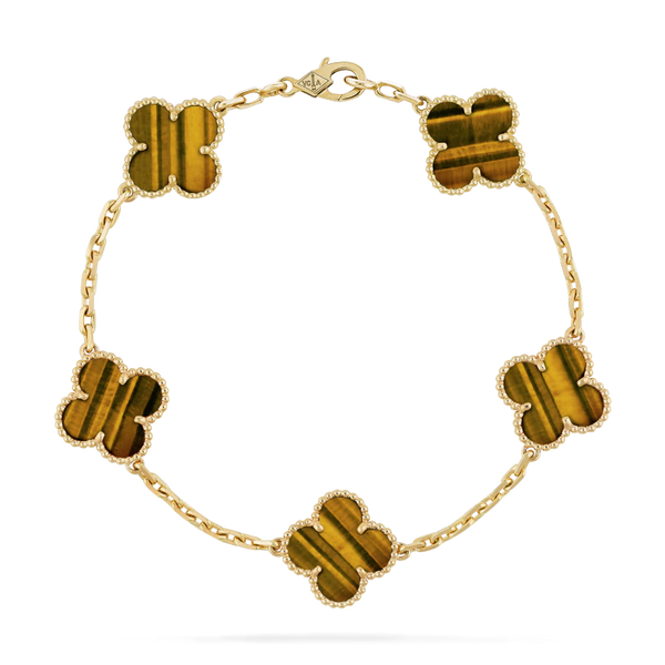 Bracelet Oeil de Tigre Dupe, bracelet Alhambra Vintage, 5 motifs