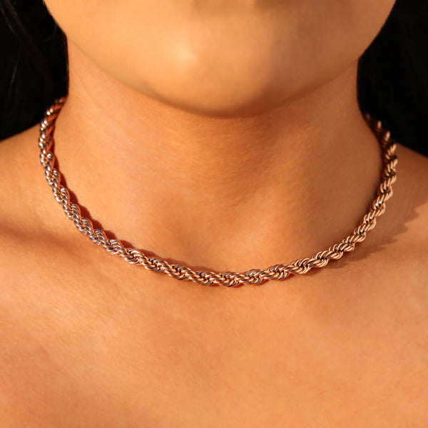 Collier corde 6 mm - Or rose