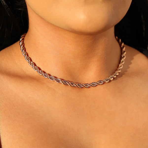 Collier corde 6 mm - Or rose