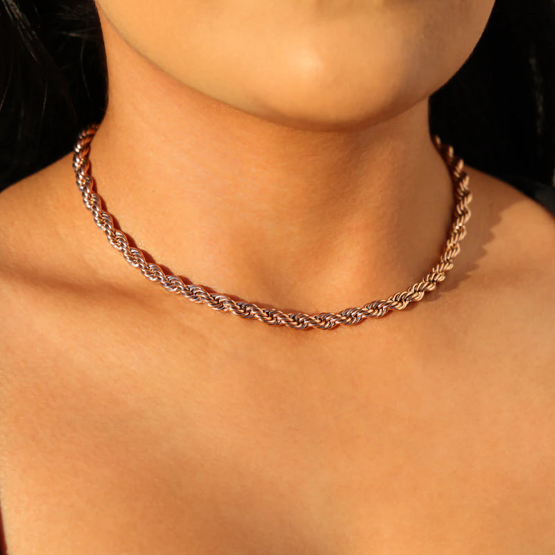 Collier corde 6 mm - Or rose