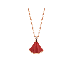 Collier Sérénité – Cornaline avec un seul diamant, argent plaqué or