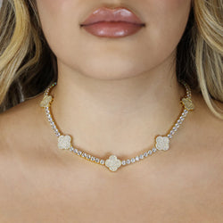 Collier tennis trèfle 4 mm - Or