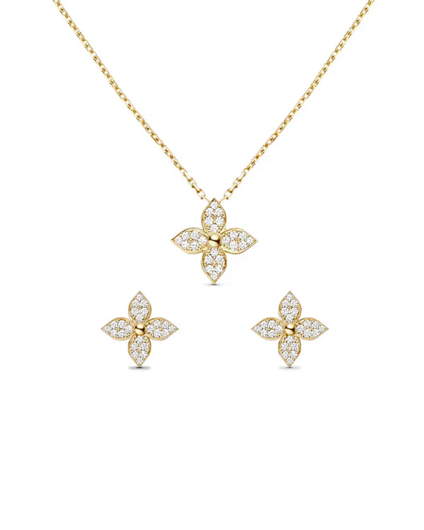 Ensemble de bijoux élégants en or Lillie avec cristaux de zircone