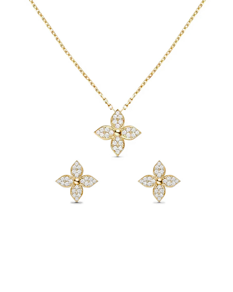 Ensemble de bijoux élégants en or Lillie avec cristaux de zircone