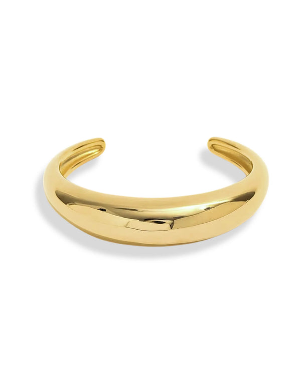 Bracelet manchette Elaya élégant en acier inoxydable plaqué or 18 carats