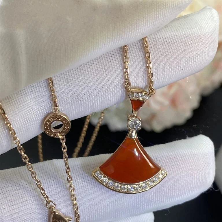 Ember Pendant – Carnelian & Diamond Detail, 14k Gold-Plated Alloy