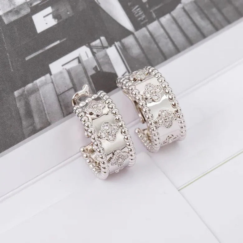 Boucles d'oreilles Kaléidoscope, Créoles Perlée Trèfles