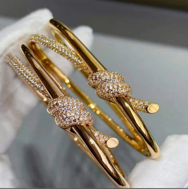 Bracelet Nœud Or et Or Rose avec Diamants