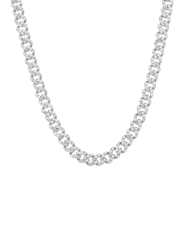 Collier élégant à maillons parisiens en argent avec cristaux de zircone