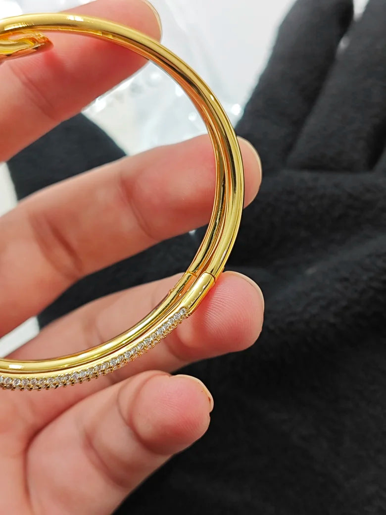 Bracelet Nœud Or et Or Rose avec Diamants