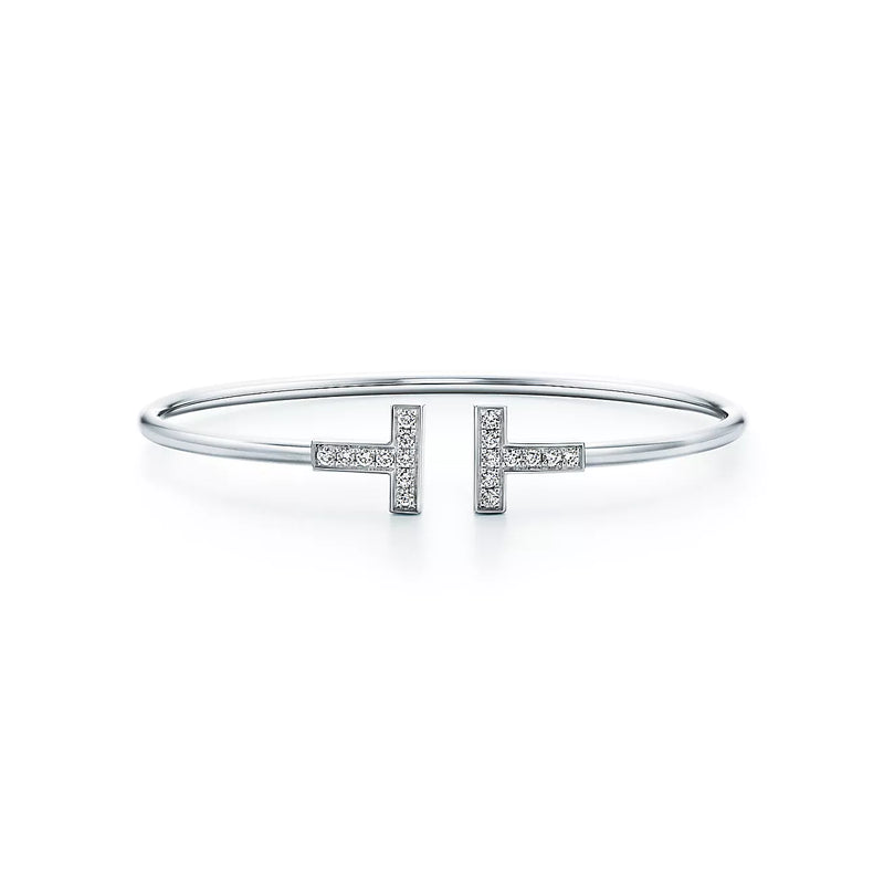 Bracelet fil diamant T en or, or blanc et or rose