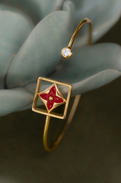 Bracelet Elvy de luxe à pétales rouges