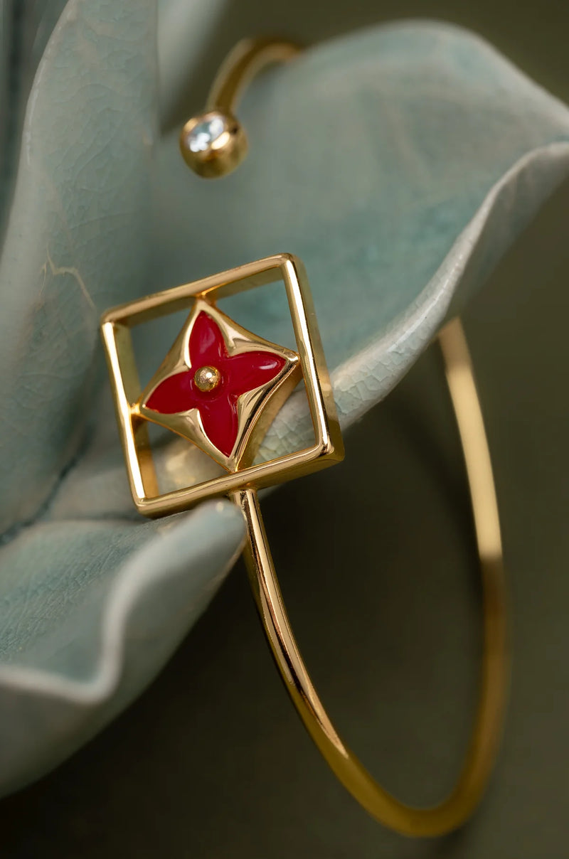 Bracelet Elvy de luxe à pétales rouges