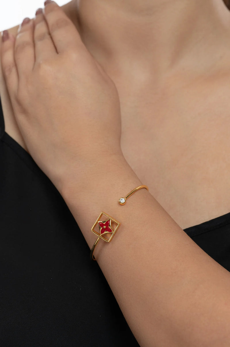 Bracelet Elvy de luxe à pétales rouges