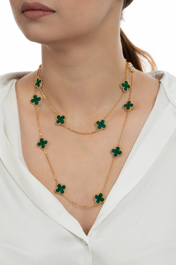Collier cascade de fleurs vertes
