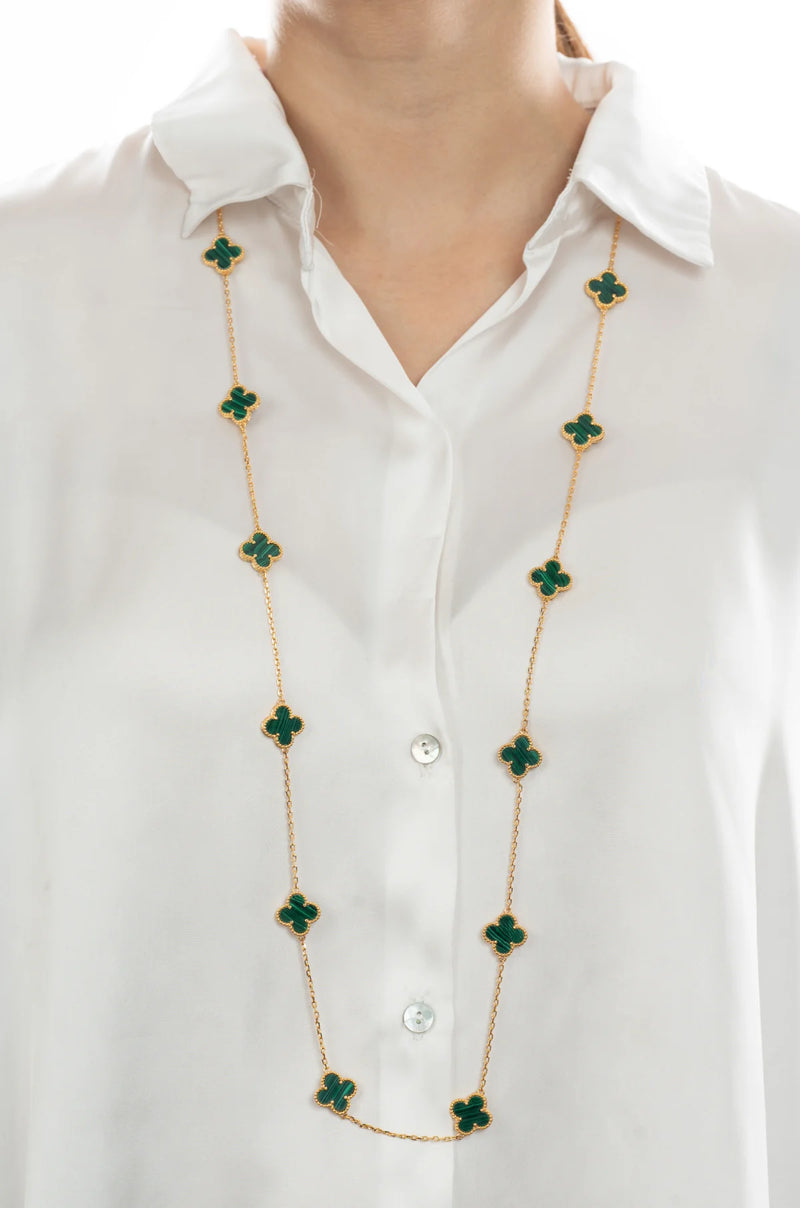Collier cascade de fleurs vertes