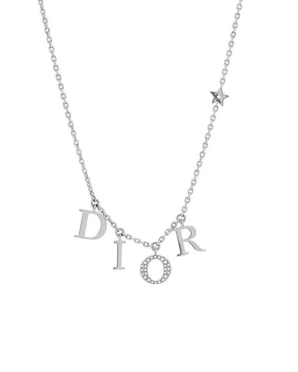 Collier CD en argent plaqué rhodium et cristaux