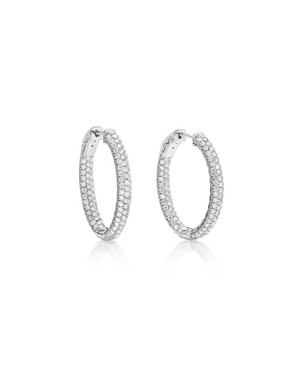 Boucles d'oreilles créoles élégantes en argent Hailey avec cristaux de zircone