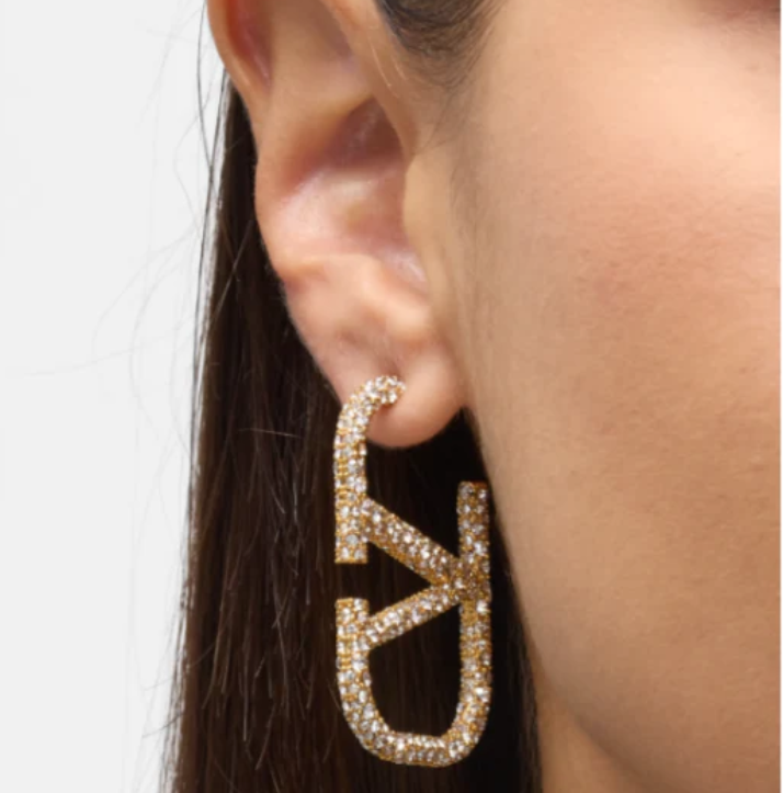 V encrusted diamond hoops