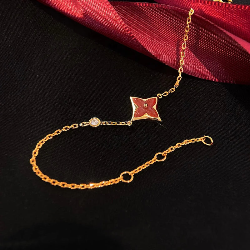 BRACELET CORNALINE OR ROSE DIAMANT