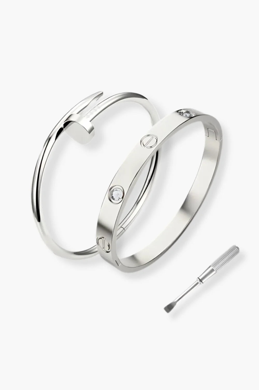 Nail Bangle Stack 2.0 | Silver Combo