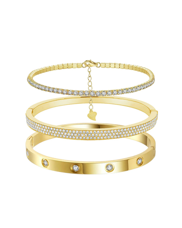 Ensemble Ariana, Lolita, Taya Or – Ensemble élégant de bracelets et joncs