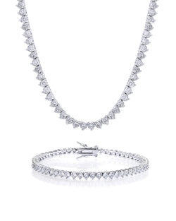 Ensemble collier et bracelet Odette en argent – ​​Collier élégant de 40 cm et bracelet de 18 cm