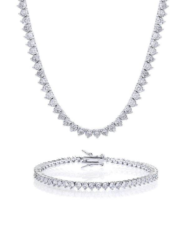 Ensemble collier et bracelet Odette en argent – ​​Collier élégant de 40 cm et bracelet de 18 cm