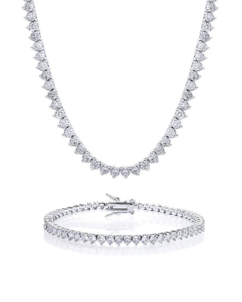 Ensemble collier et bracelet Odette en argent – ​​Collier élégant de 40 cm et bracelet de 18 cm