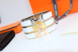 Bracelet H, bracelet en émail blanc, trois couleurs