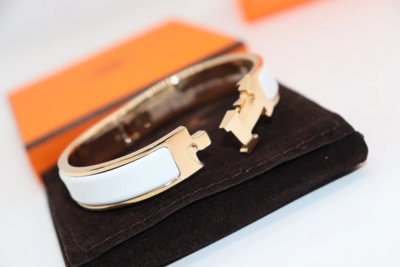Bracelet H, bracelet en émail blanc, trois couleurs