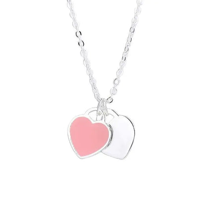 Heart Tag Pendant, Blue & Red & Pink