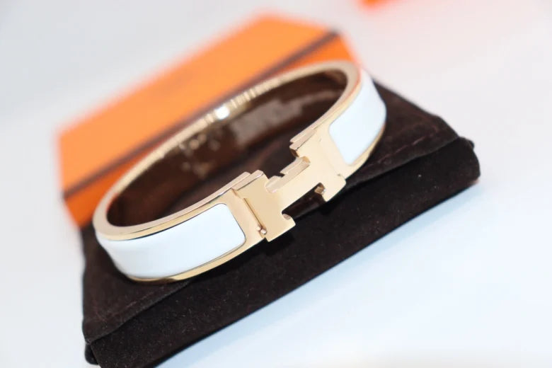 Bracelet H, bracelet en émail blanc, trois couleurs