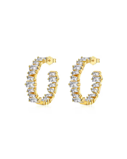 Boucles d'oreilles créoles Lacey en or avec cristaux de zircone