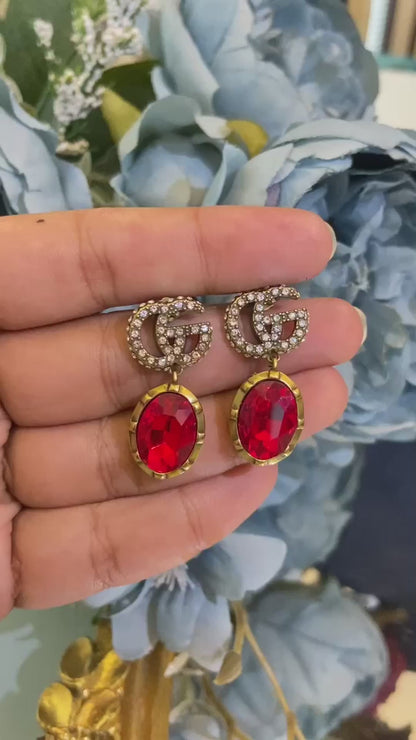 GG CRYSTAL DROP EARRINGS (COLOURS AVAILABLE)